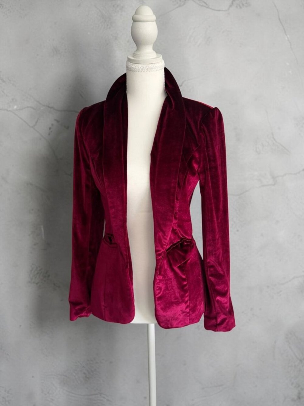 BY THE WAY Cranberry Velvet Blazer Jacket Size Small